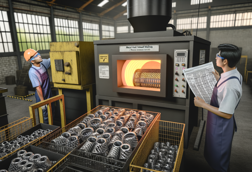 Forno elettrico industriale per trattamento termico dei metalli con carichi su cestelli e controllo del processo in officina